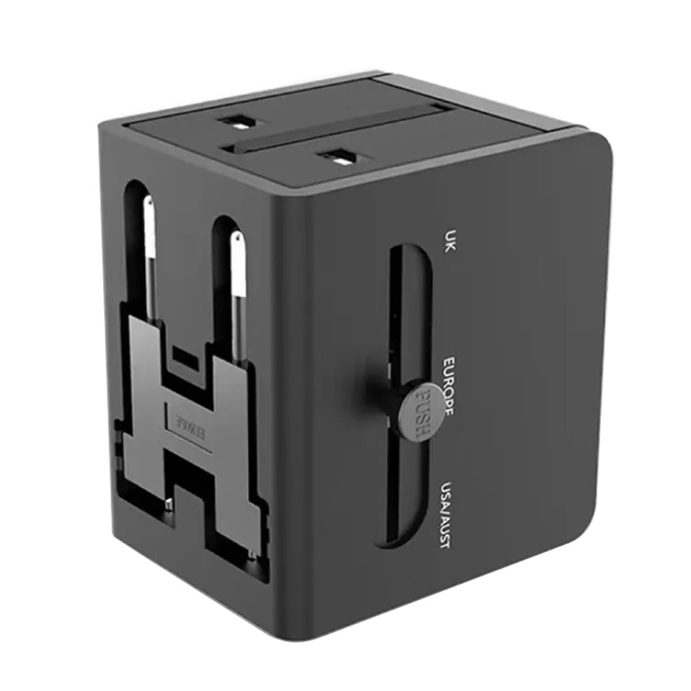TRISTAR TS-USB170 Dual USB International Travel Adapter 3.1A Fast Charging Shikoku Plug Design (100/Black), , large