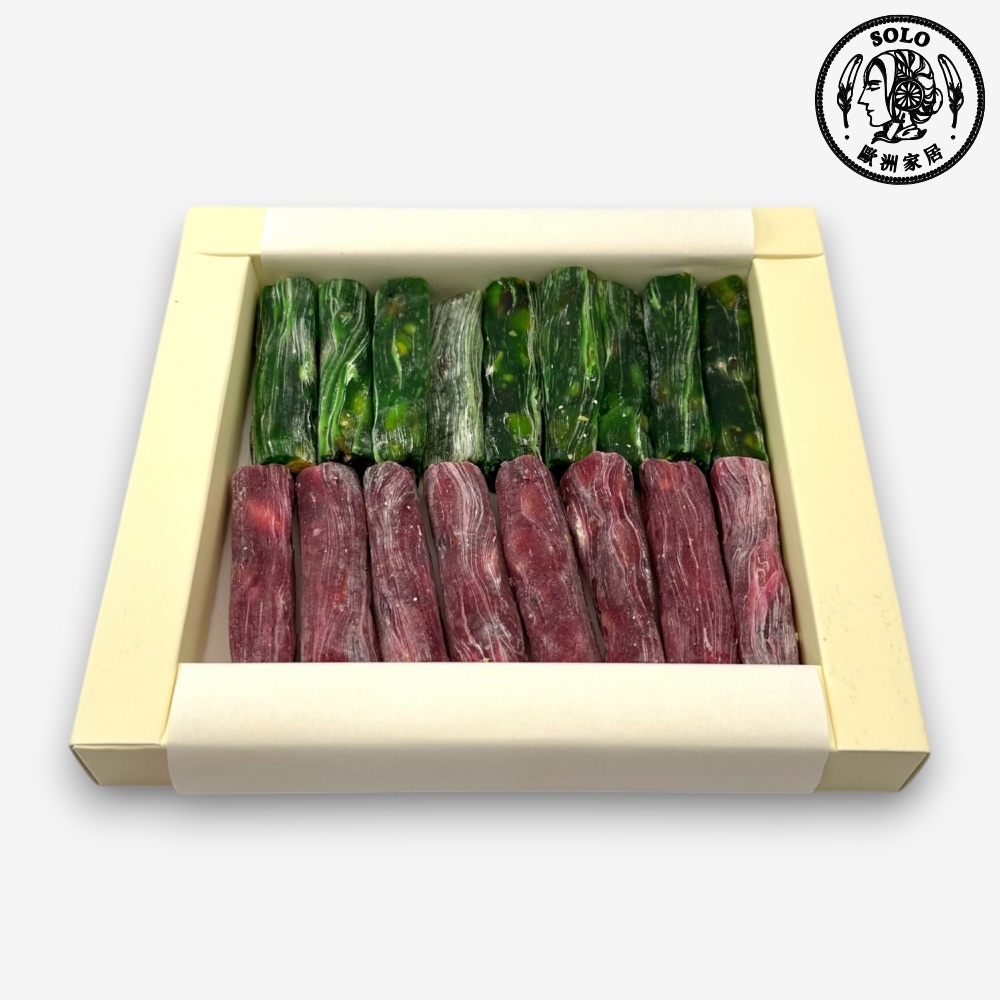 [SOLO Vintage] Apple, Pomegranate & Pistachio Turkish Delight Finger Rolls Box 300g Natural Ingredients Made in Turkey, , large