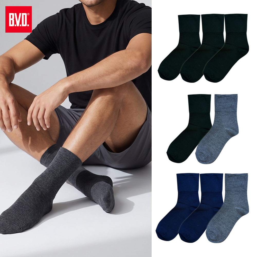 【BVD】8雙組-精梳棉消臭寬口休閒襪, , large