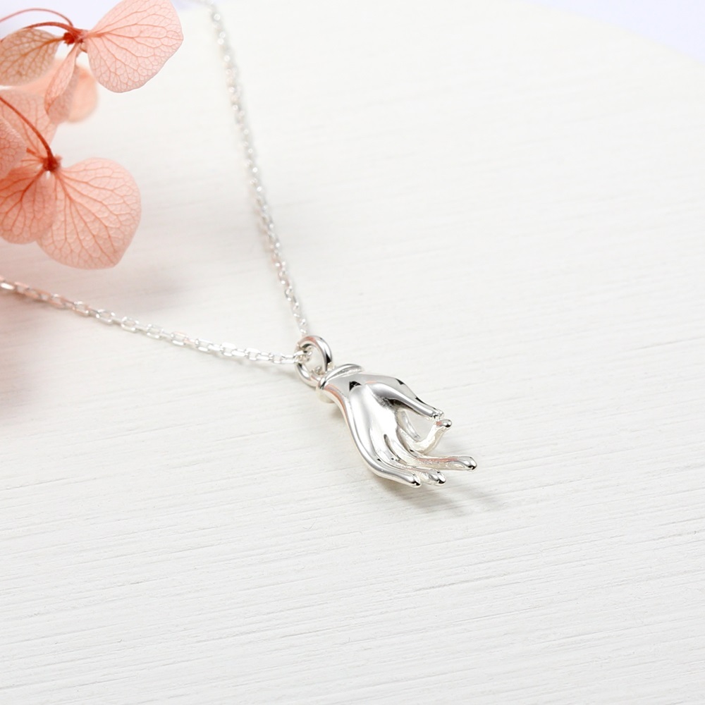 【Angel & Me】Buddha Guardian Hand s925 sterling silver necklace Birthday gift, , large