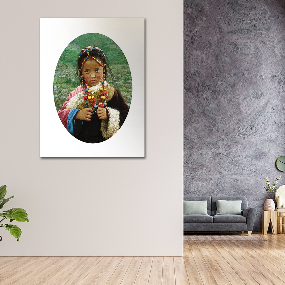 【御畫房】西藏小女孩 國家一級畫師手繪油畫60&times;80cm(VF-04), , large