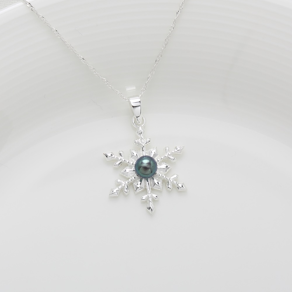 【Angel & Me】Snowflake Pearl s925 sterling silver necklace Birthday gift, , large