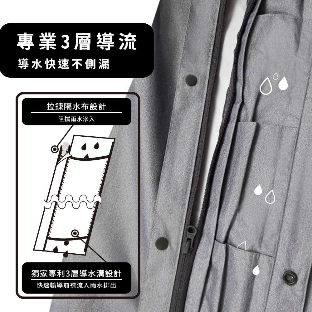 [TDN]丹寧導流前開雨衣速乾防水連身雨衣EU4500 加長型 藏青, , large