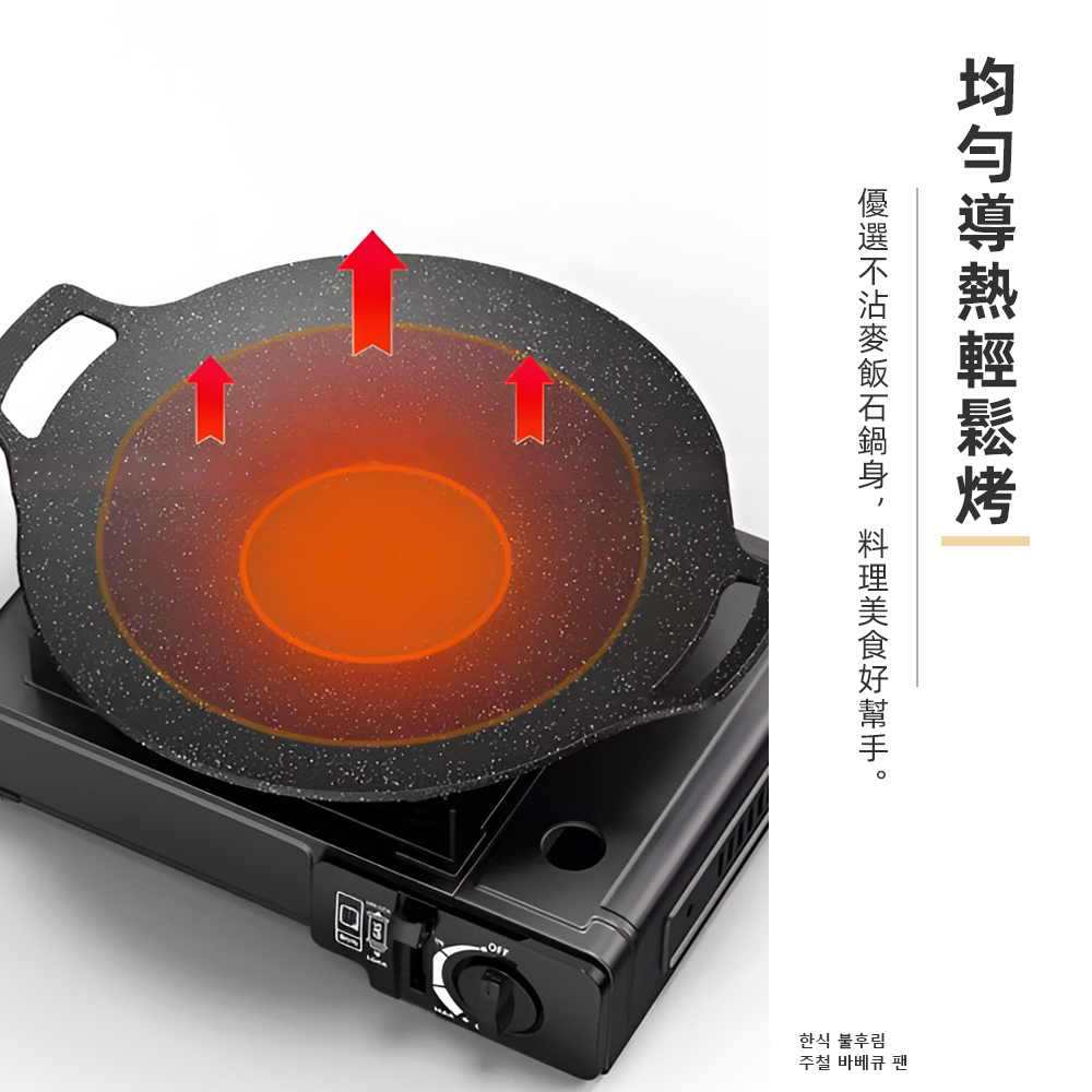 【上手家居】韓式烤盤 38cm 黑色(烤肉盤/韓國烤盤/鑄鐵烤盤/燒烤盤/麥飯石烤盤/卡式爐烤盤/電磁爐烤盤), , large