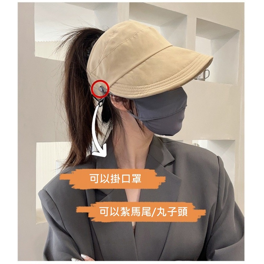 【A&R】防水速乾可折內網款半空頂遮陽帽 時尚黑, , large