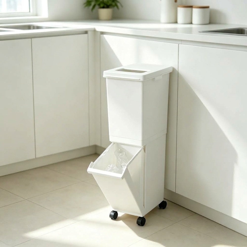 【this-this】日本TONBO｜UNEED系列雙層雙用型分類附輪垃圾桶36L, , large