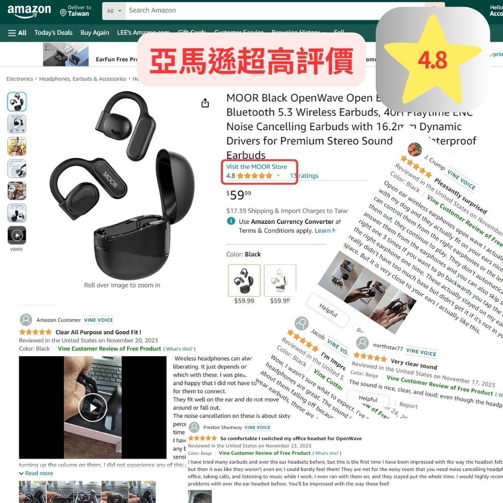 1 Buy 1 Free【OpenWave】Bluetooth Wireless Earbuds (White), , large