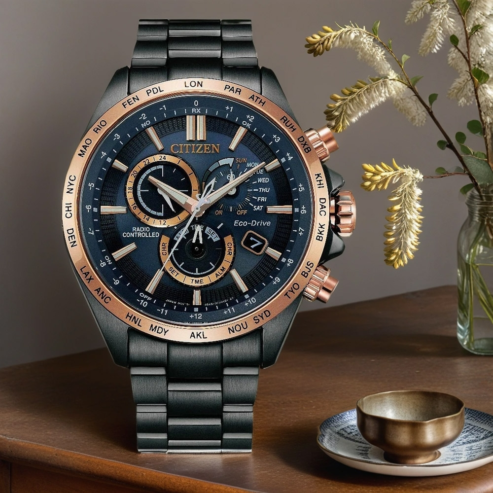 CITIZEN 星辰 亞洲限定款 夜空藍 光動能電波計時手錶 CB5956-89L, , large