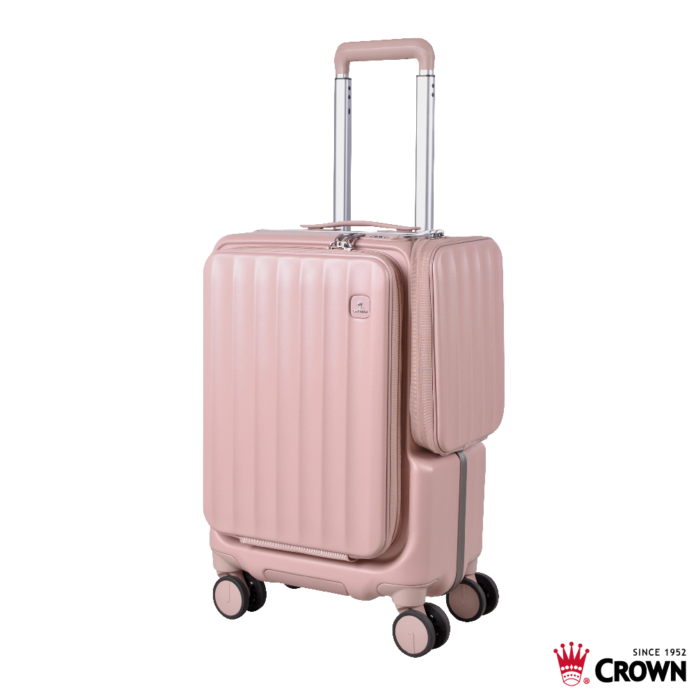 【CROWN】WAVE 19.5吋前開式側袋磁吸登機箱-奶霧玫瑰, , large