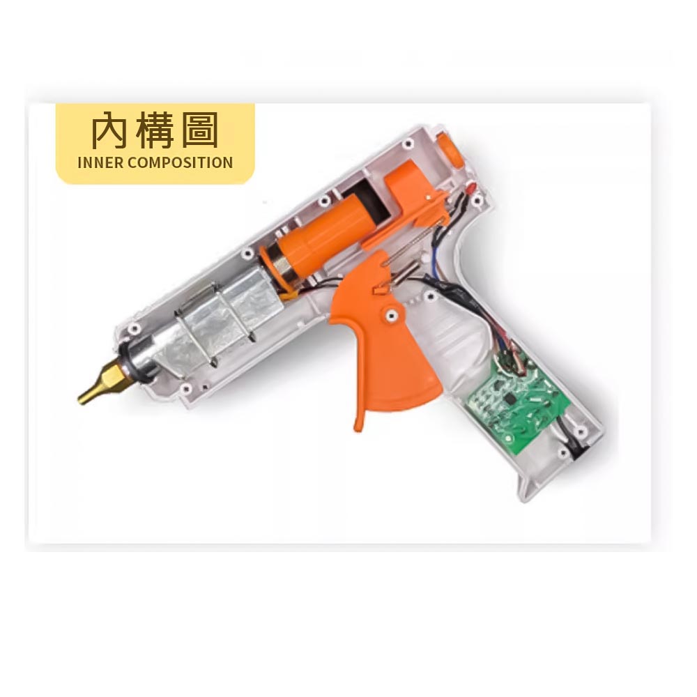 Dual-temperature 60/100W hot melt glue gun with round plug (European standard) + adapter, , large