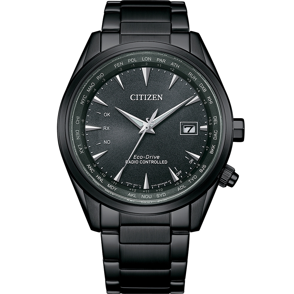 CITIZEN 星辰 光動能電波萬年曆手錶 CB0275-83E, , large