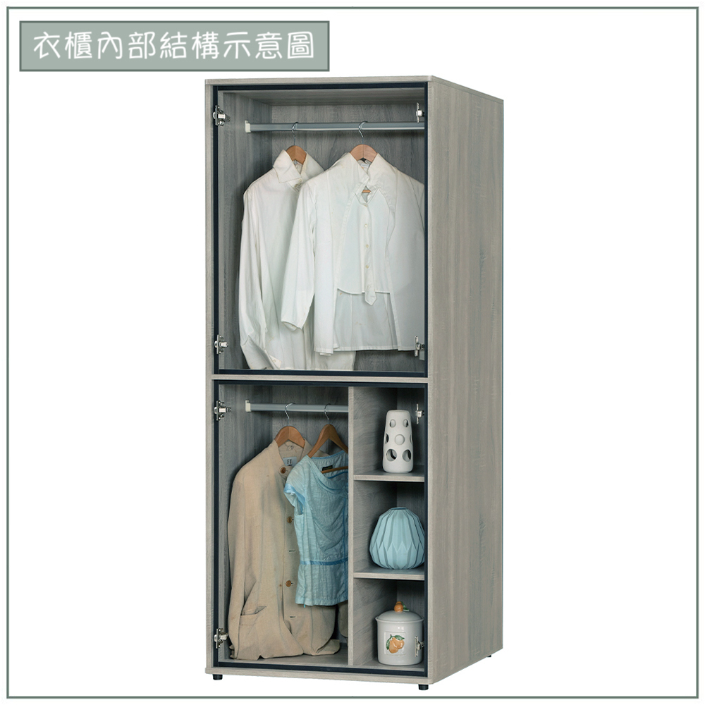 【唯熙傢俱】蘿拉鋼刷灰2.5尺衣櫃, , large