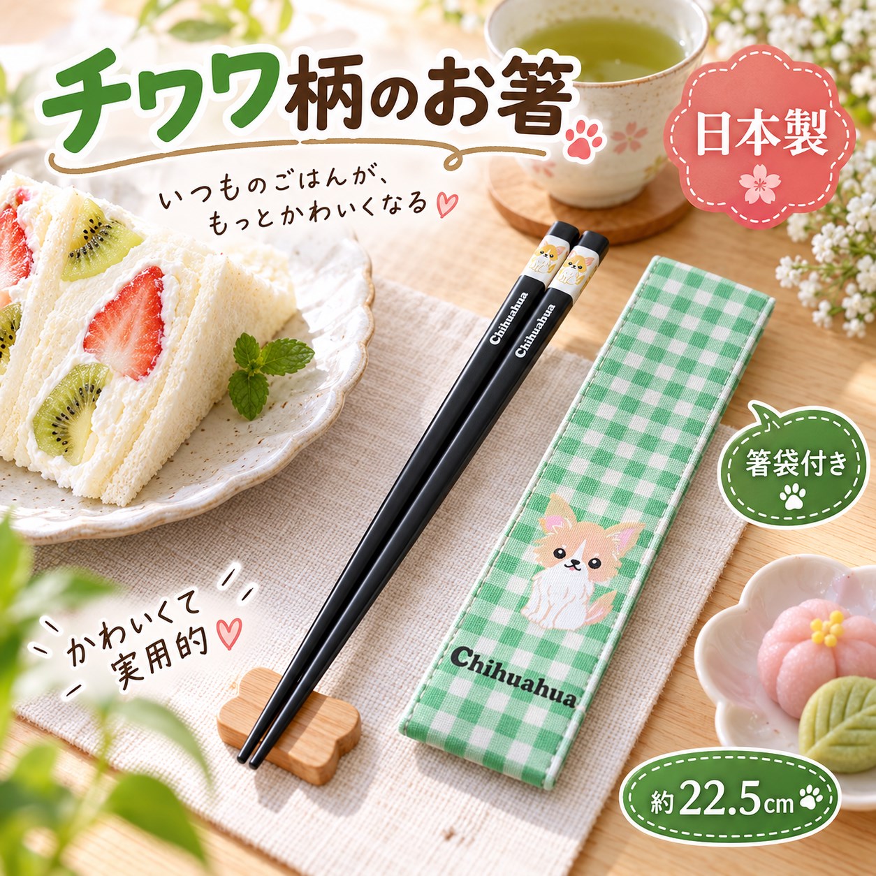 【HIYASU日安工坊】日本工藝箸-吉娃娃 附袋, , large