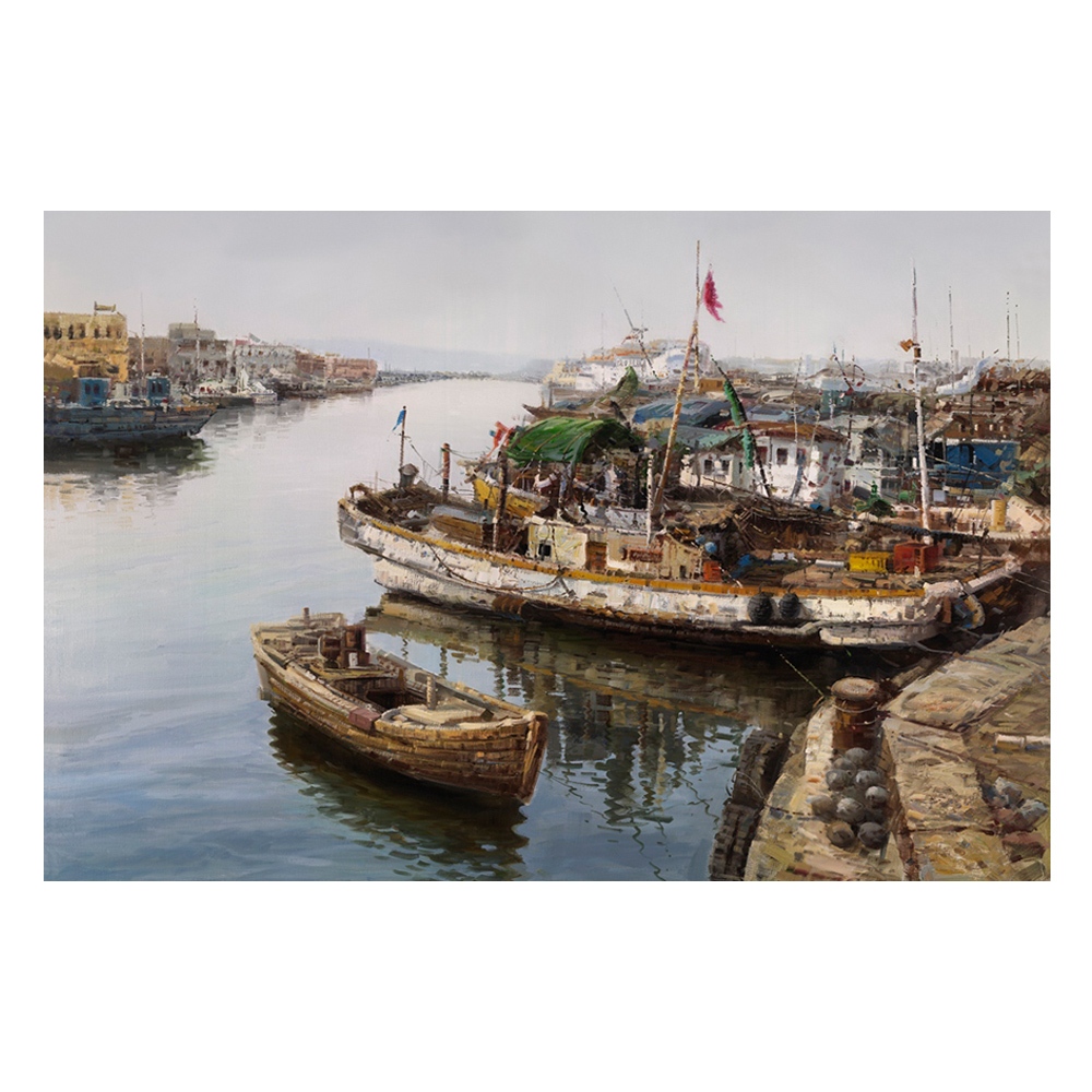 【御畫房】漁船 國家一級畫師手繪油畫60&times;90cm(VF-78), , large