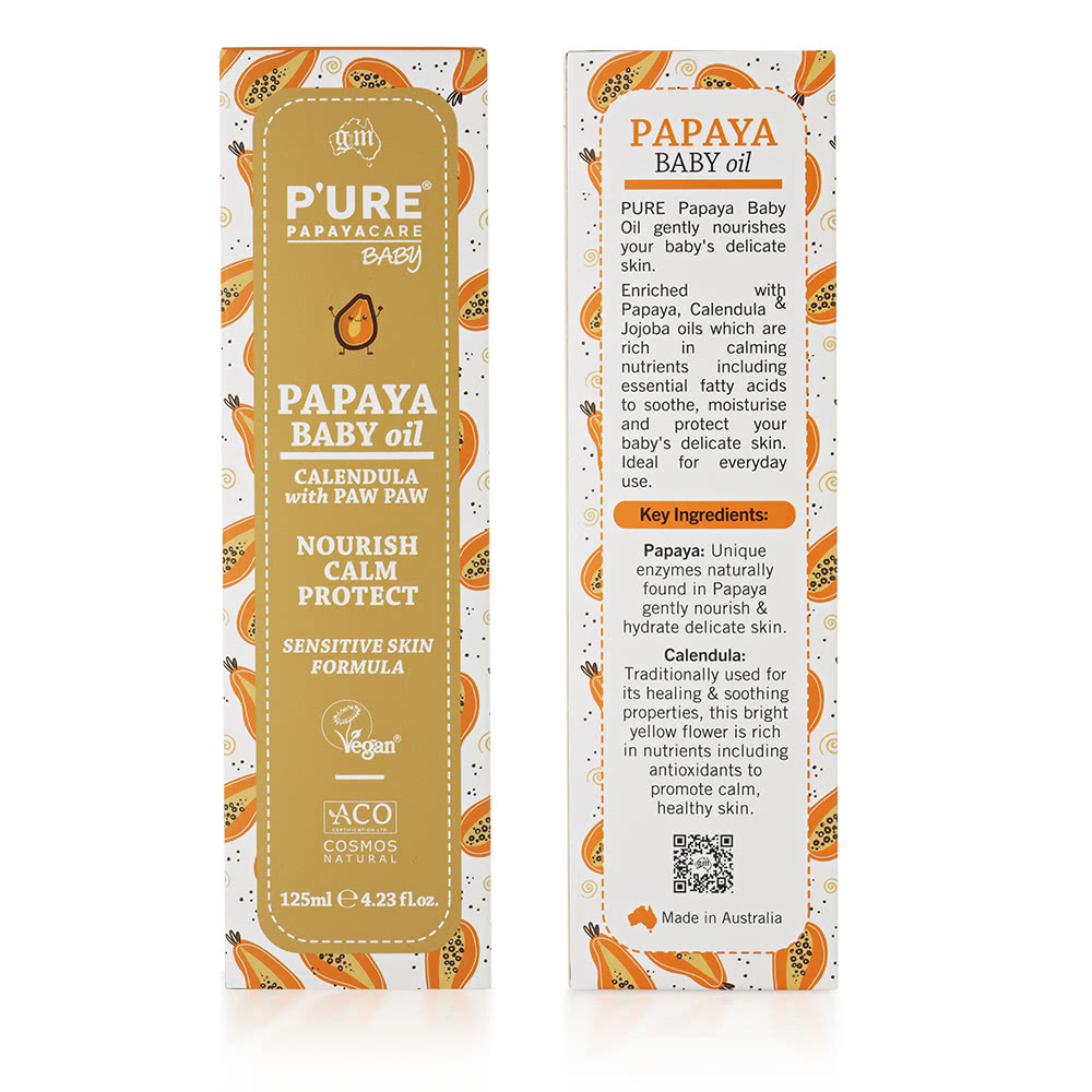 【澳洲Pure Papayacare】木瓜嬰兒油含金盞花(4入組 125ml/瓶) 即期品-2027年1月到期, , large