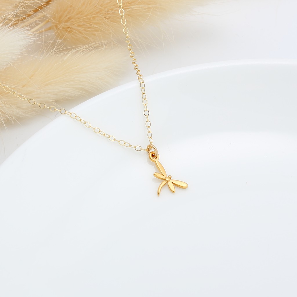 【Angel & Me】Dragonfly s925 sterling silver 24k gold plated necklace gift, , large