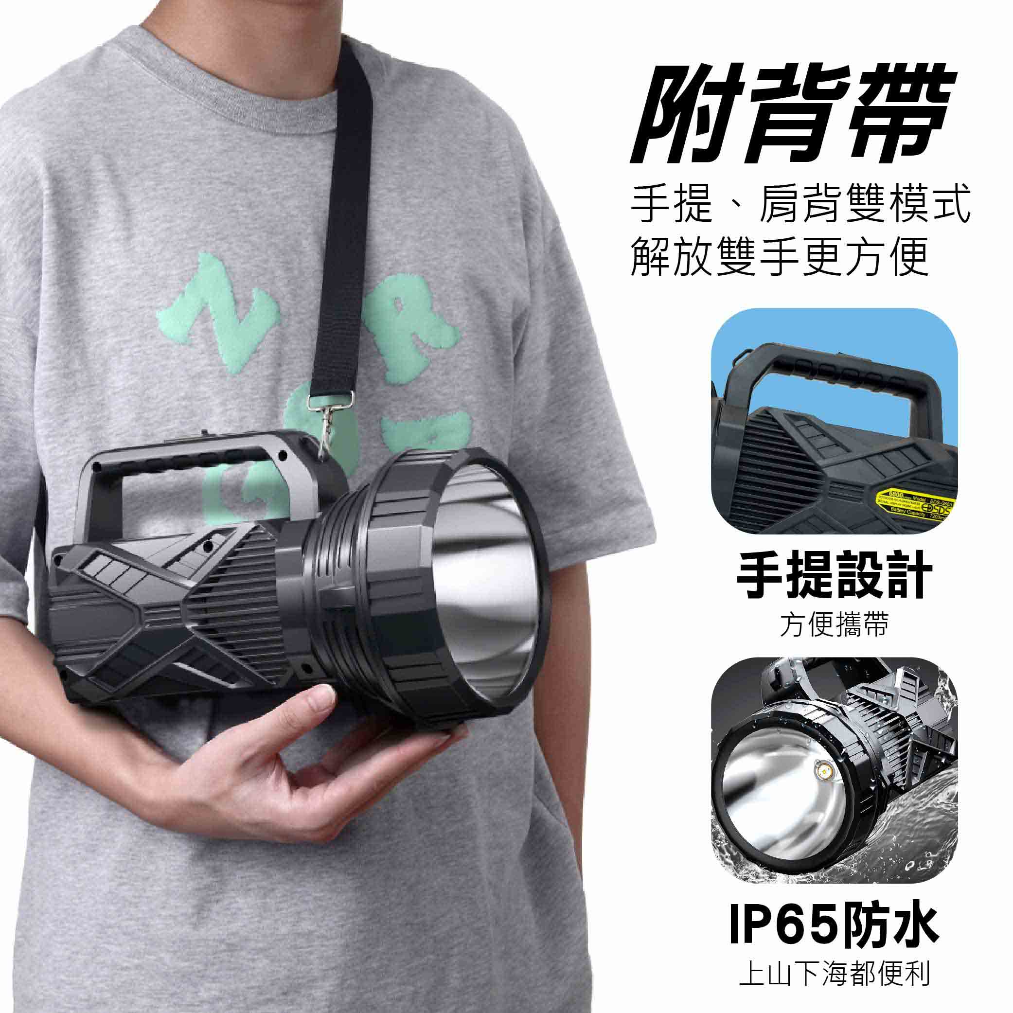 100W強光探照燈手電筒, , large