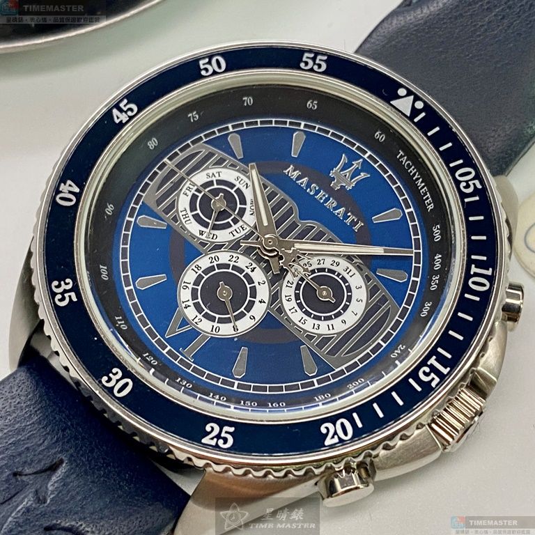 [星晴錶業]MASERATI手錶,46mm,R8851101002寶藍色錶面寶藍錶殼寶藍真皮皮革錶帶款, , large