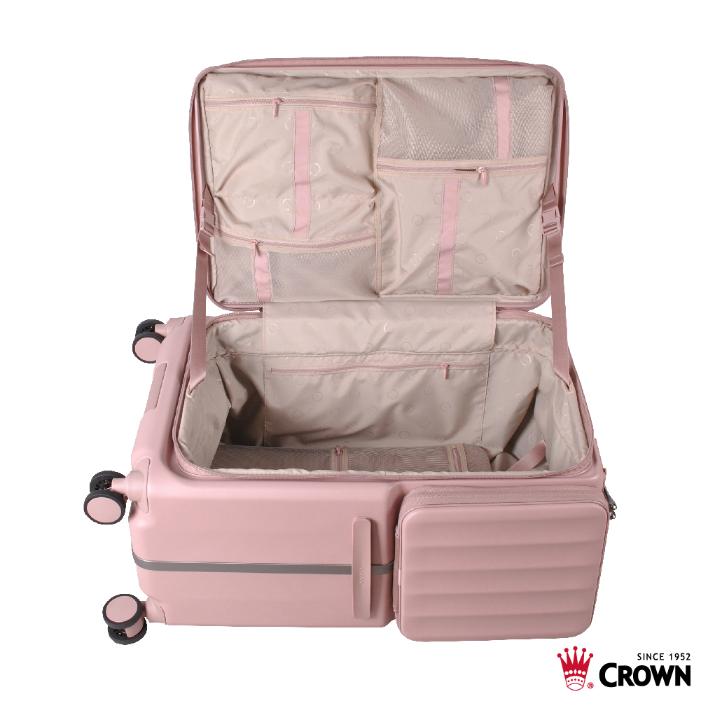 【CROWN】WAVE 29吋前開式側袋磁吸剎車箱-奶霧玫瑰, , large