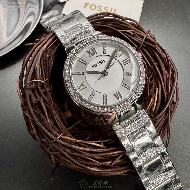 [星晴錶業]FOSSIL手錶,36mm,FS00133白色錶面銀錶殼銀色精鋼錶帶款, , large