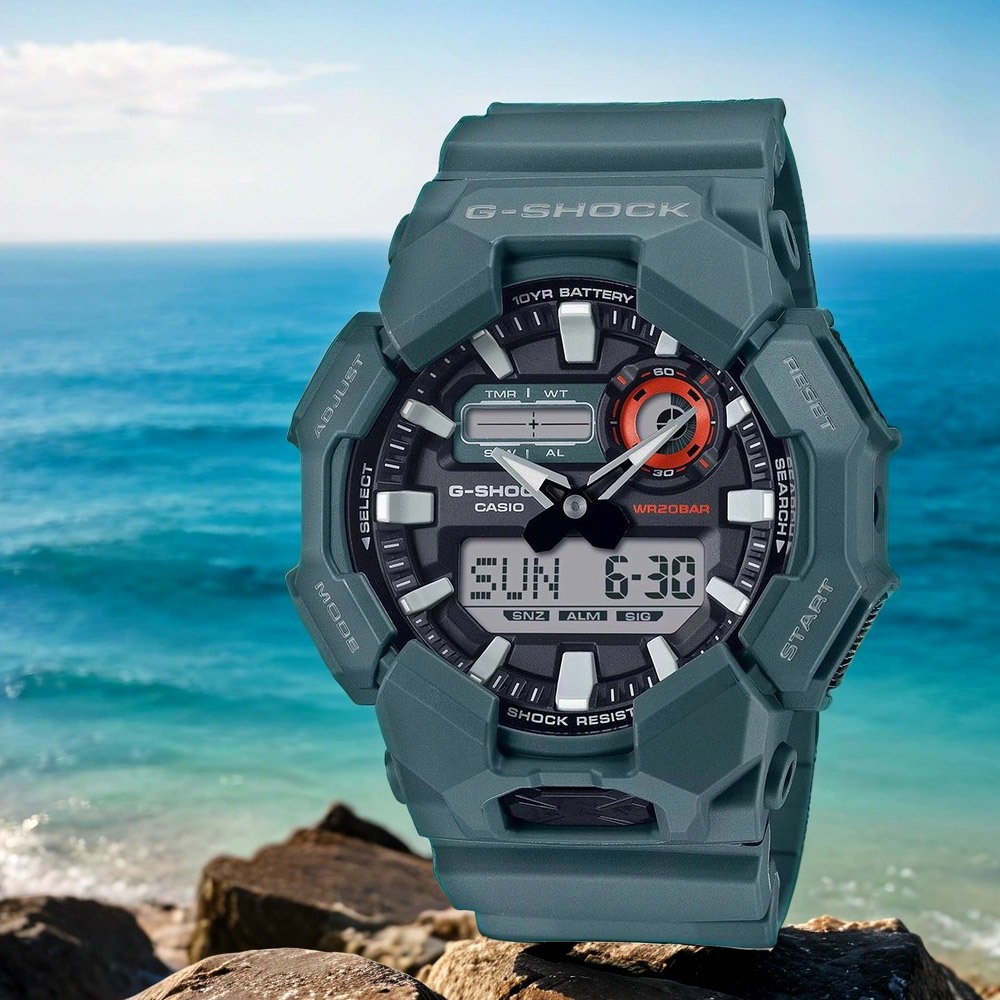 CASIO 卡西歐 G-SHOCK 10年電力雙顯手錶 學生錶 GA-010-2A, , large