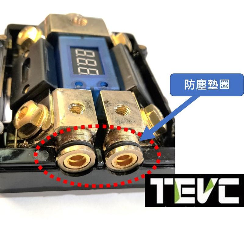 《tevc》ANL B2 一進二出 音響改裝 保險絲盒 兩路保險絲座 100Ax2 保險絲 電壓表 故障燈, , large