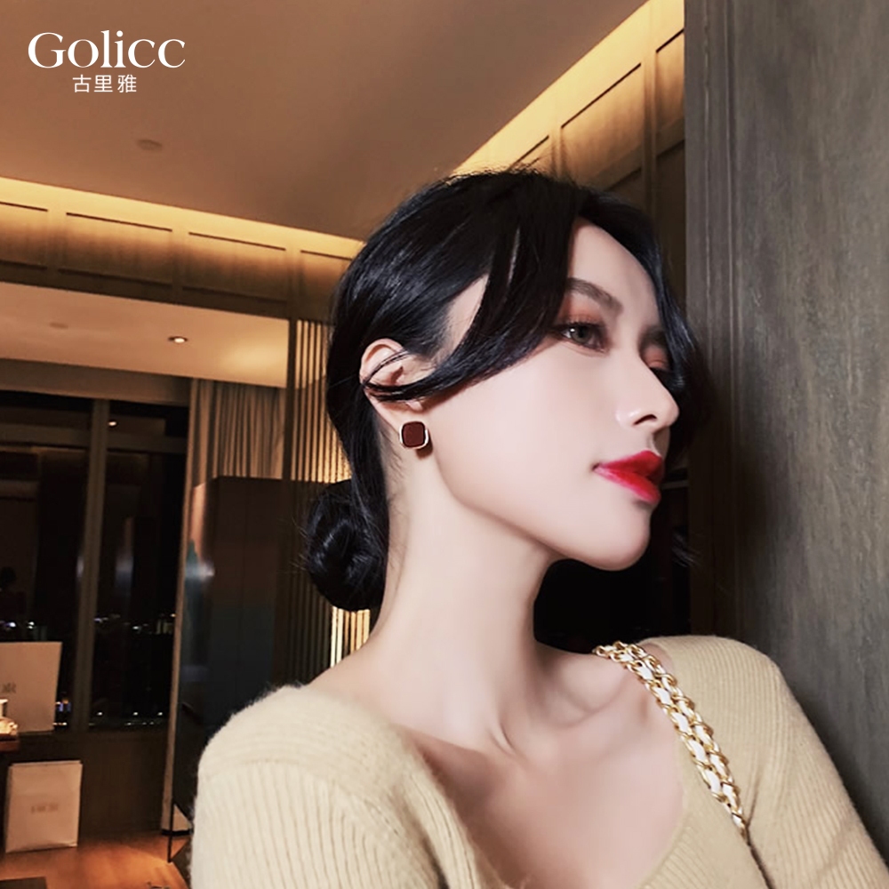 【Gulicc】古莉可 耳環 法式復古酒紅耳環, , large