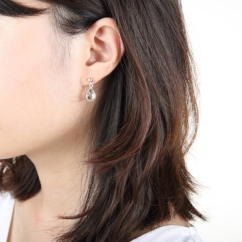 【Angel & Me】Green Quartz Crystal Raindrop earrings (changeable ear clips), , large