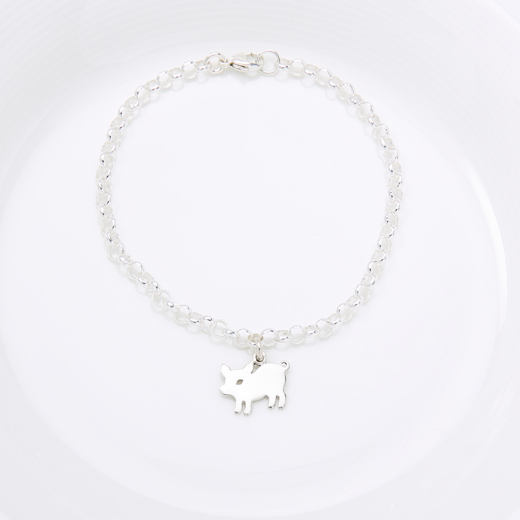 【Angel & Me】Lucky Pig s925 sterling silver bracelet Birthday gift, , large