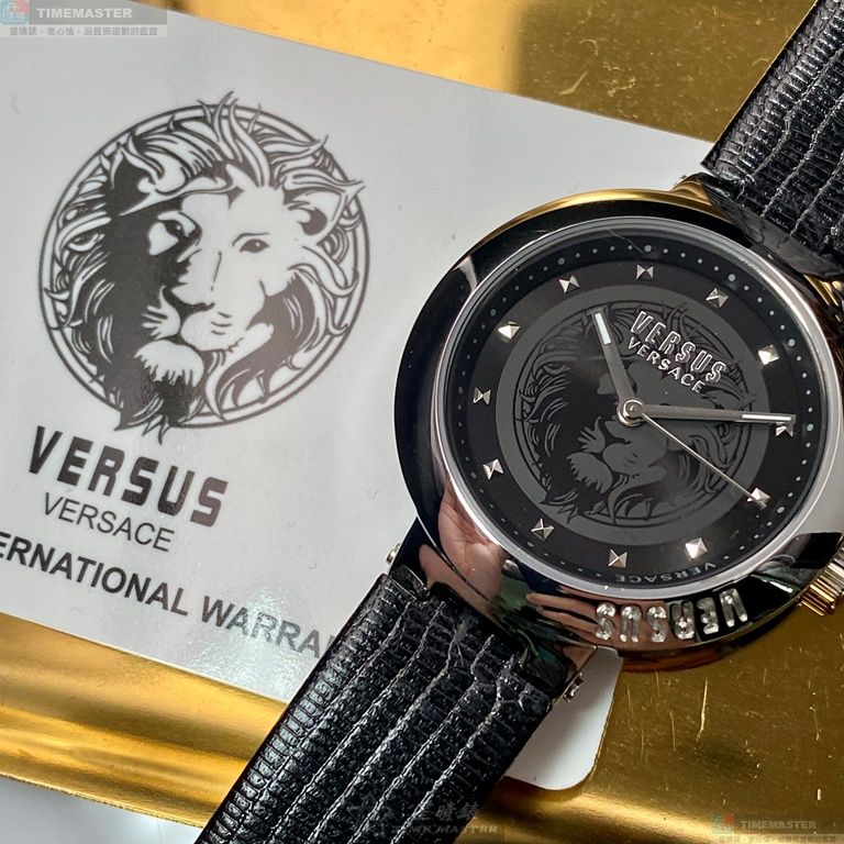 [星晴錶業]VERSUS VERSACE手錶,36mm,VV00321黑色錶面銀錶殼深黑色真皮皮革錶帶款, , large