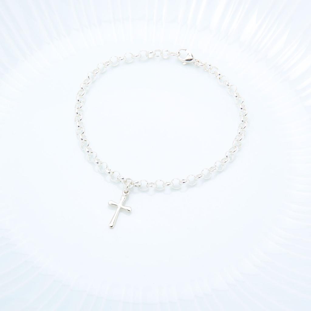 【Angel & Me】Blessed Cross s925 sterling silver bracelet Valentine's Day gift, , large