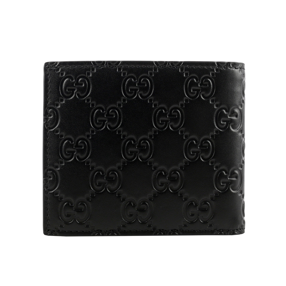 GUCCI GG Logo 大標誌壓印牛皮對開8卡短夾/黑色, , large