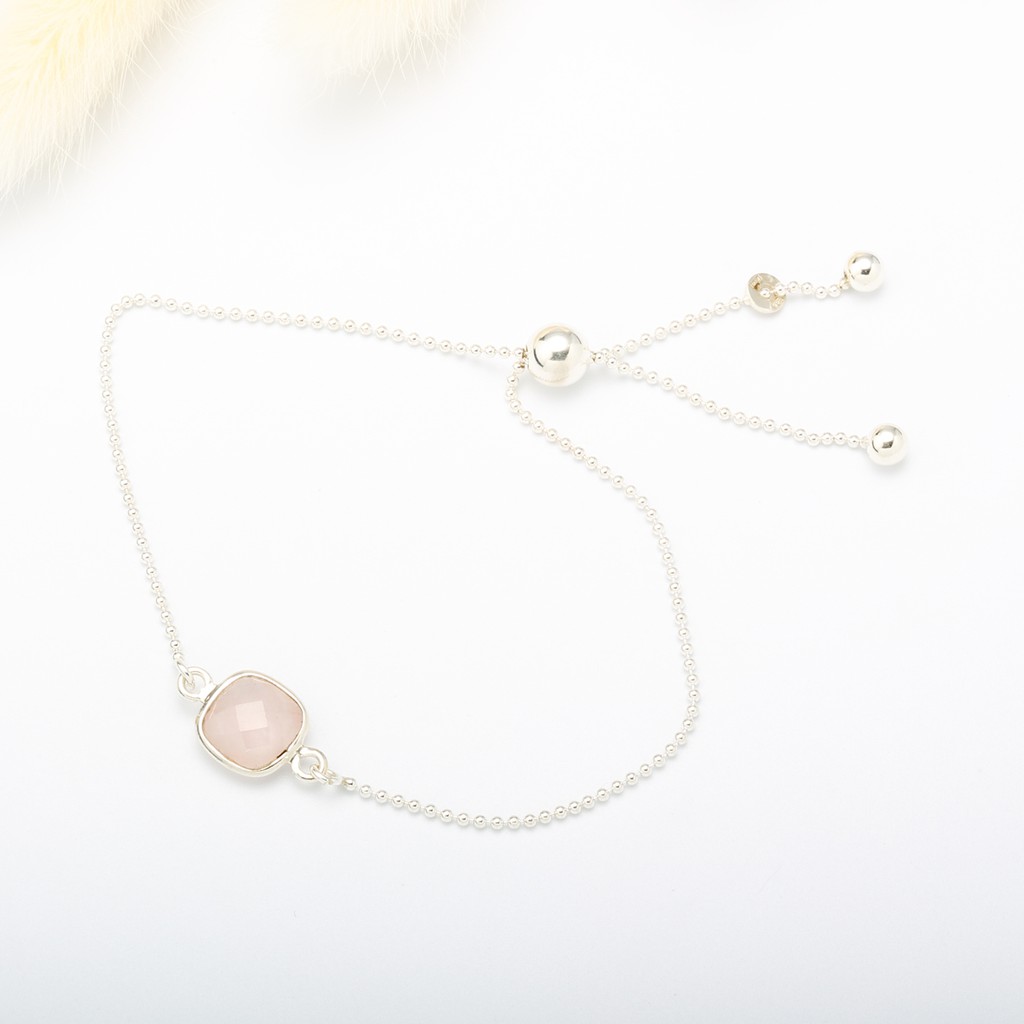 【Angel & Me】Rose quartz crystal pink simple bracelet Valentine Day gift, , large
