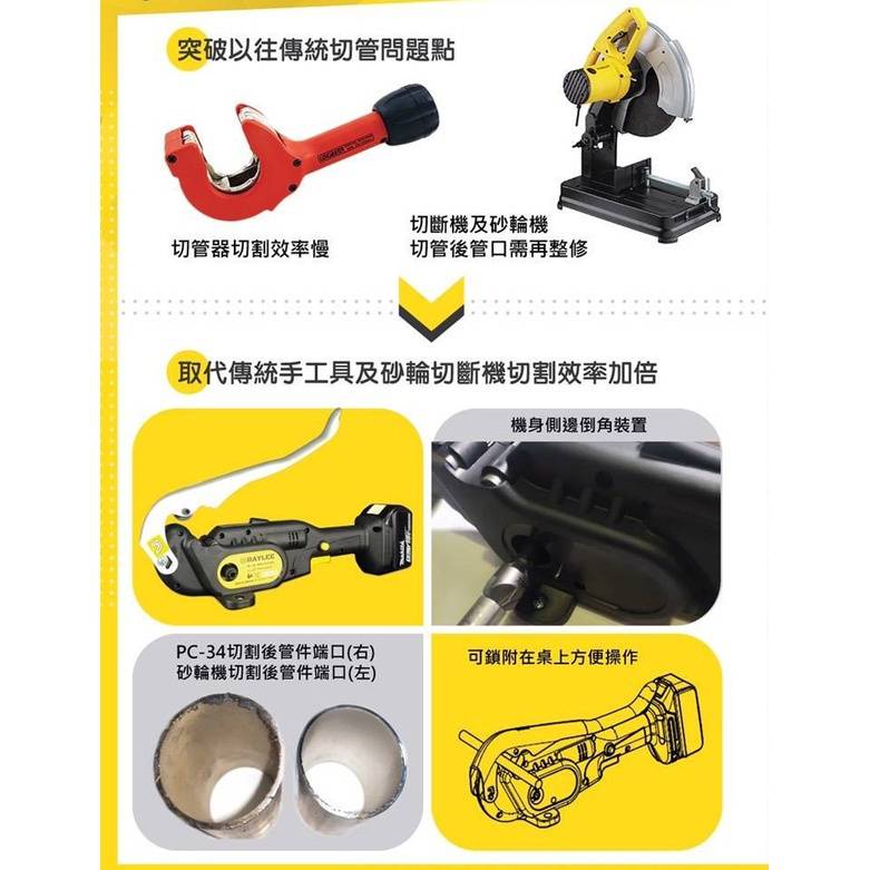 WIN五金 台灣製 <18V不鏽鋼管切管機+4.0電池組> 壓接切管機 切管器 鋰電切管機無火花15MM~34MM 背覆管可切, , large