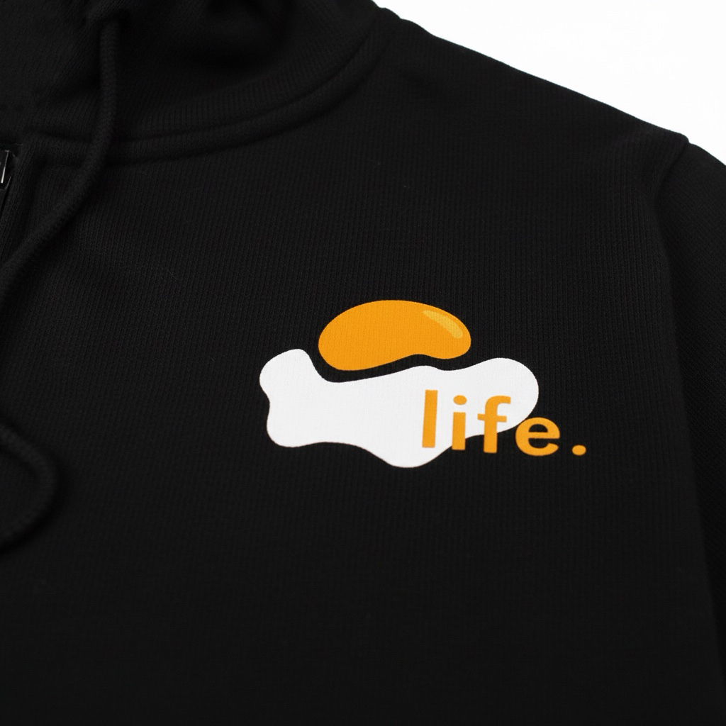 【LIFE&EGG】Classic Logo Zip-Up Hoodie /Black, , large