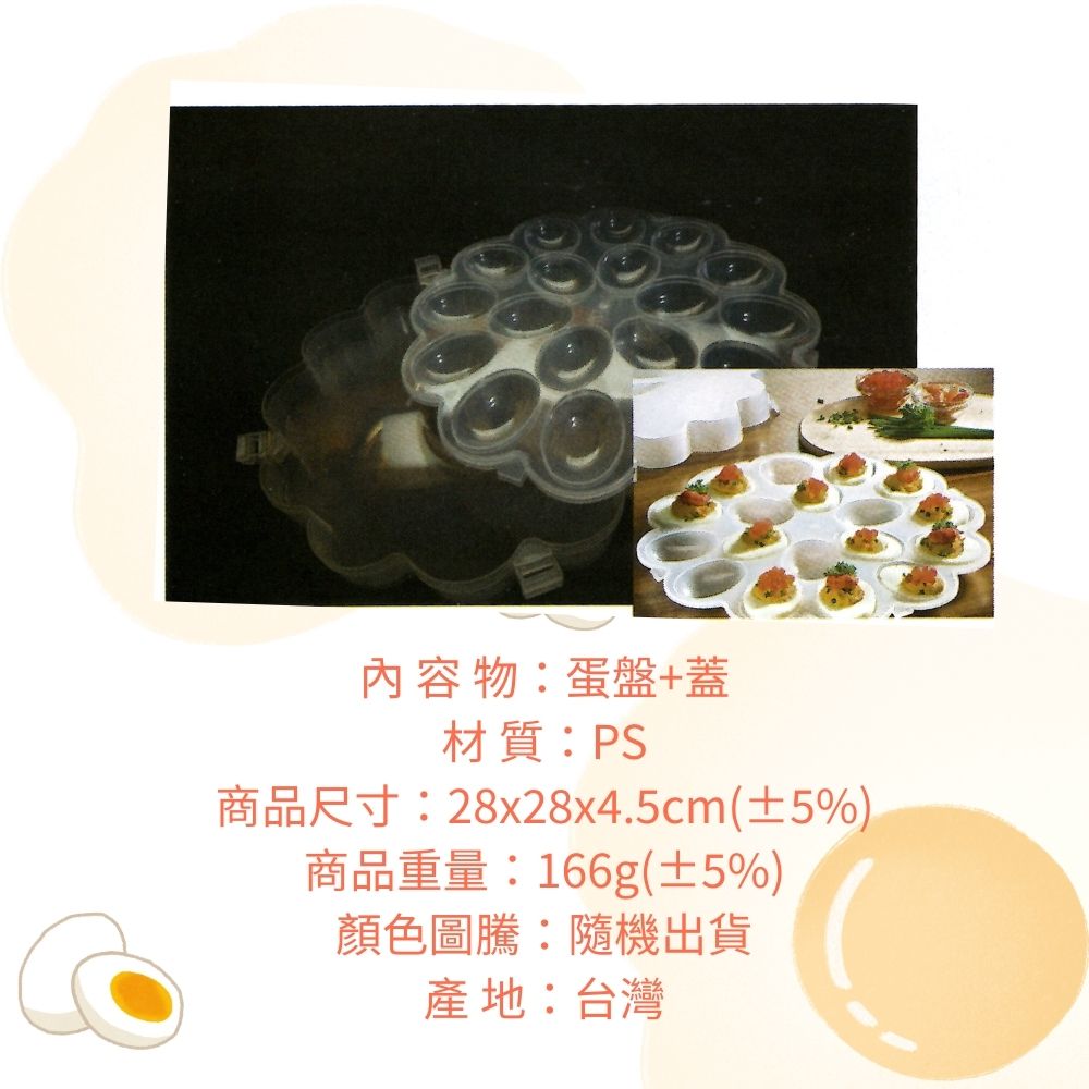 GS MALL 台灣製造 蛋盤 18顆 半熟蛋 淺盤 雞蛋容器 點心盤 分格盤 蛋盒 造型盤 派對食物盤, , large