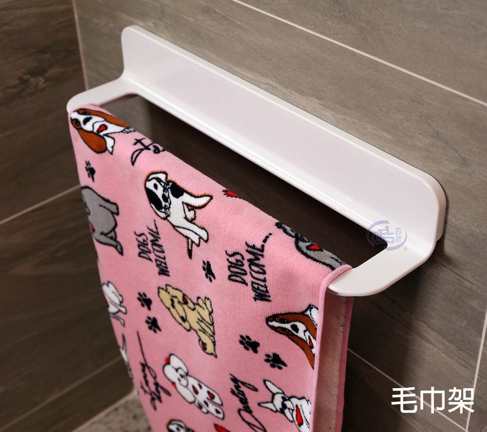 [百鈴]珍豪貼免鑽孔無痕塑鋼毛巾架-2入(毛巾架/抹布架/浴巾架/置物架/無痕貼/免釘免鑽), , large