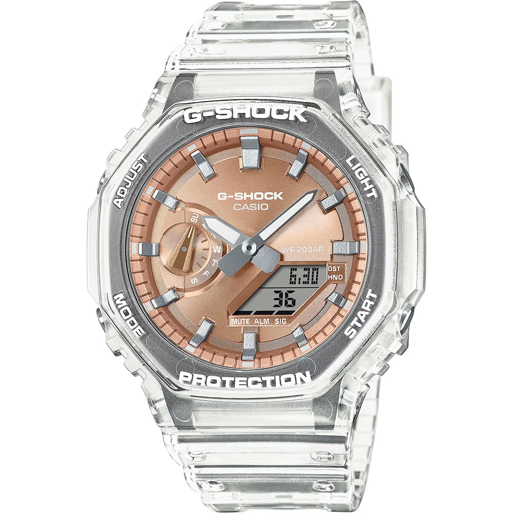 CASIO 卡西歐 G-SHOCK 半透明感 金屬蒸鍍工藝 雙顯電子錶 手錶 GA-2100BM-7A5, , large