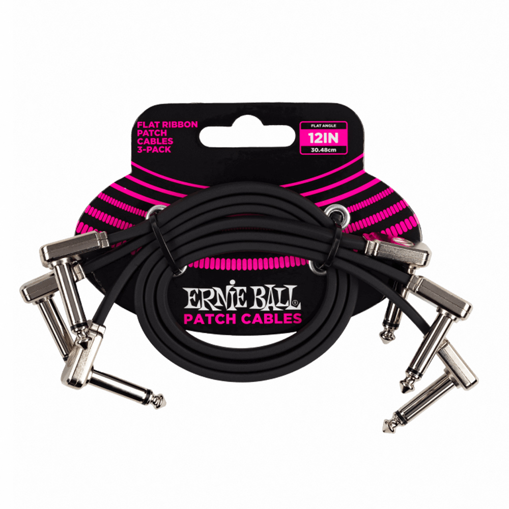 ERNIE BALL 12' Cable 3Pcs 短導線一組三條 30.48公分 黑色款【敦煌樂器】, , large