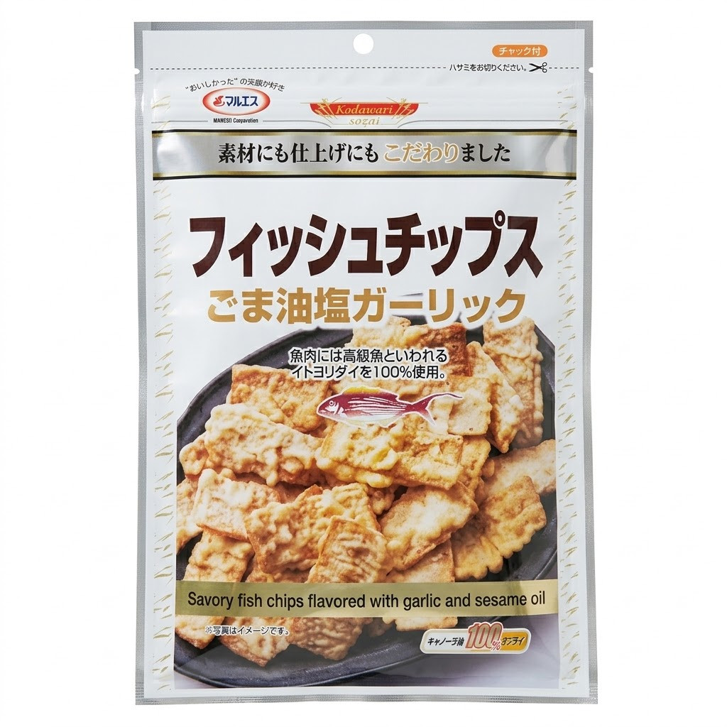 MARUESU炸魚餅乾-芝麻油鹽大蒜風味, , large
