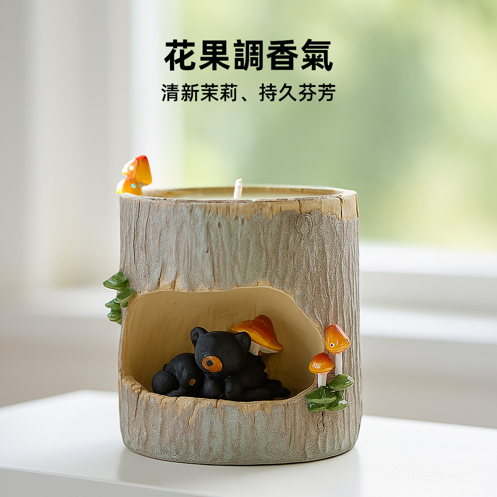 【上手家居】樹洞香氛蠟燭 白茉莉薄荷(香薰蠟燭/芳香蠟燭/蠟燭香氛/精油蠟燭), , large