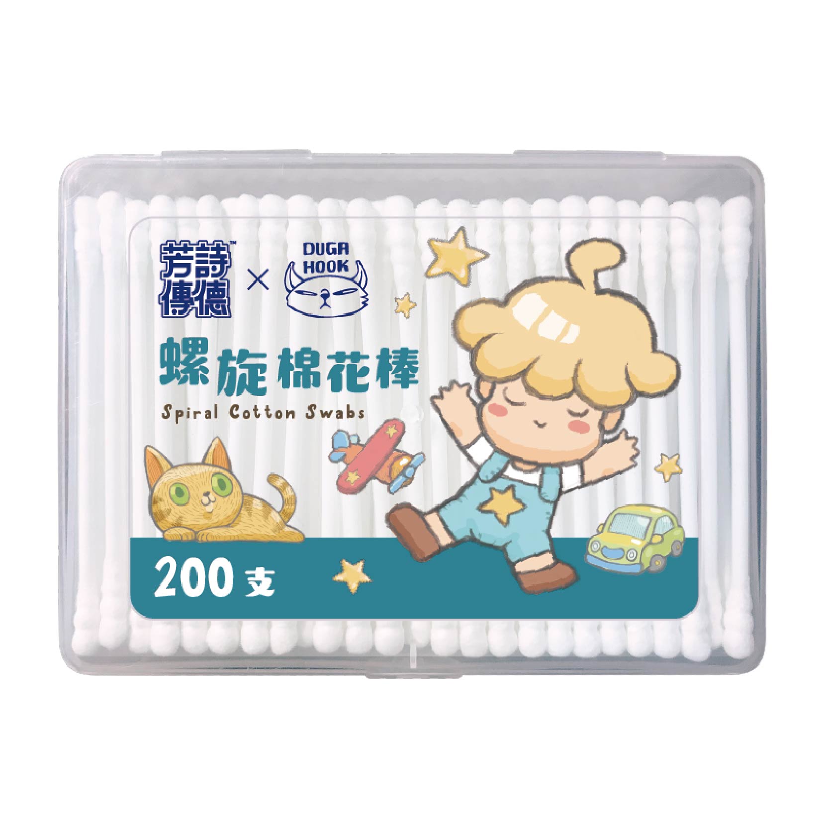 [寶富華]芳詩傳德塑軸螺旋棉花棒200支(盒裝), , large