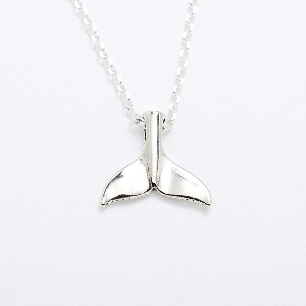 【Angel & Me】Large Whale tail s925 sterling silver necklace Birthday gift, , large