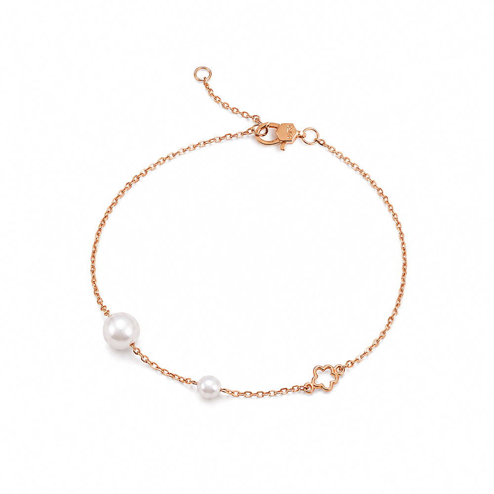 【A'jane】 18K玫瑰金 柔光花語 珍珠手鍊 A052503-001, , large