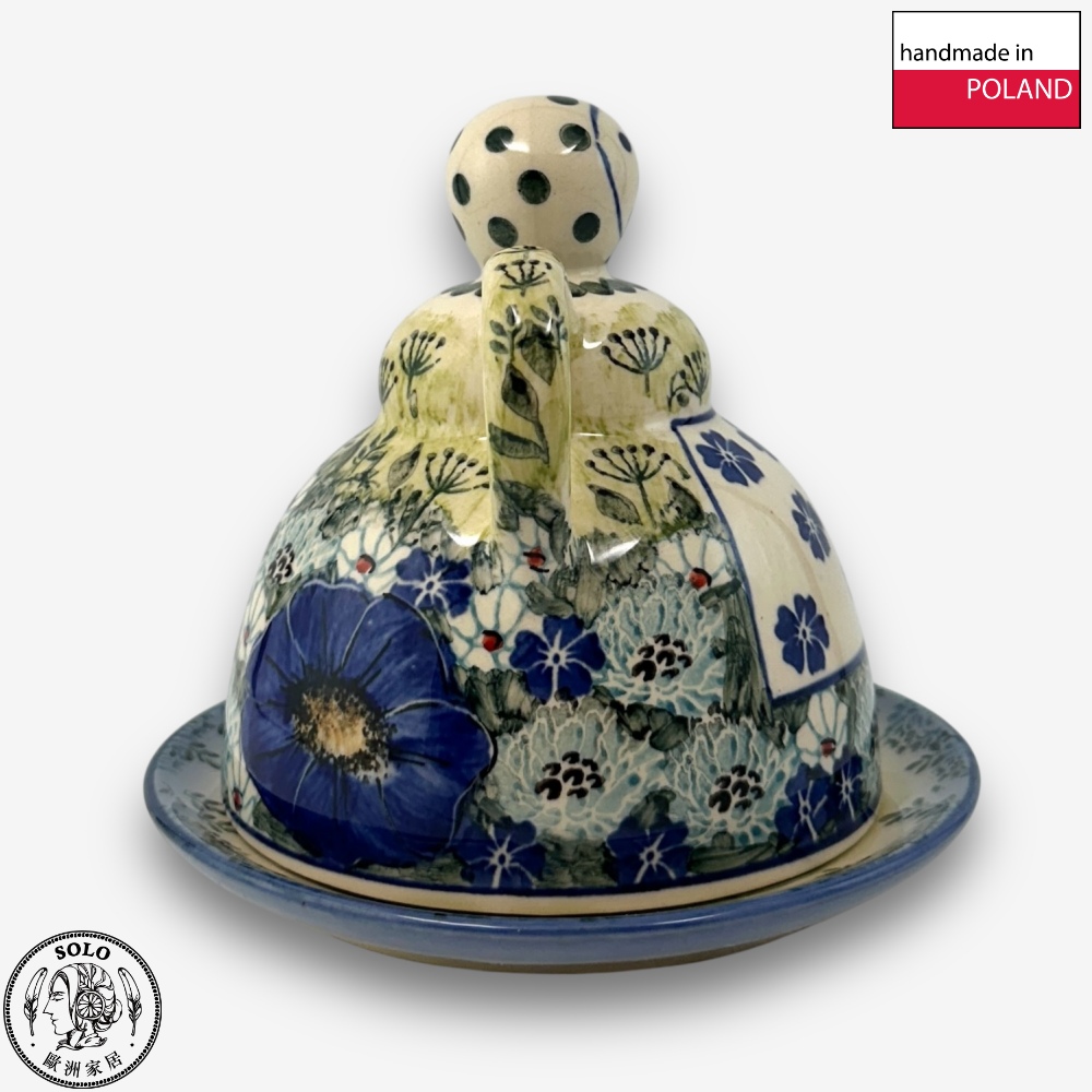 【SOLO歐洲家居】波蘭製 Cerraf 波蘭陶 14cm 起司娃娃 奶油盅/點心盤 藍野芳蹤系列, , large