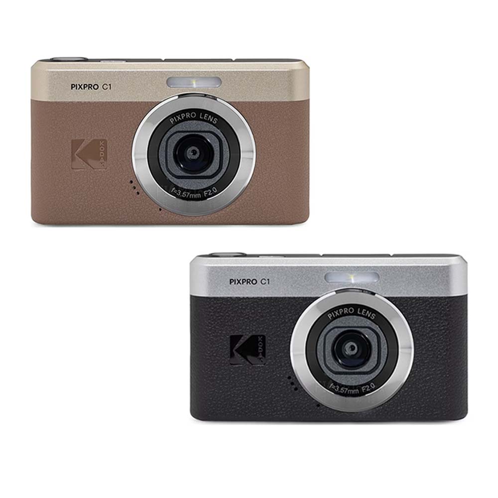 [KODAK] PIXPRO C1 翻轉螢幕數位相機-棕色公司貨 +64G柯達記憶卡, , large