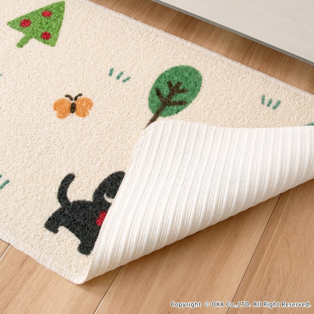 【日本Oka】日本製再生印花廚房地墊45&times;120cm(悠然時光款/可機洗/厚4mm), , large