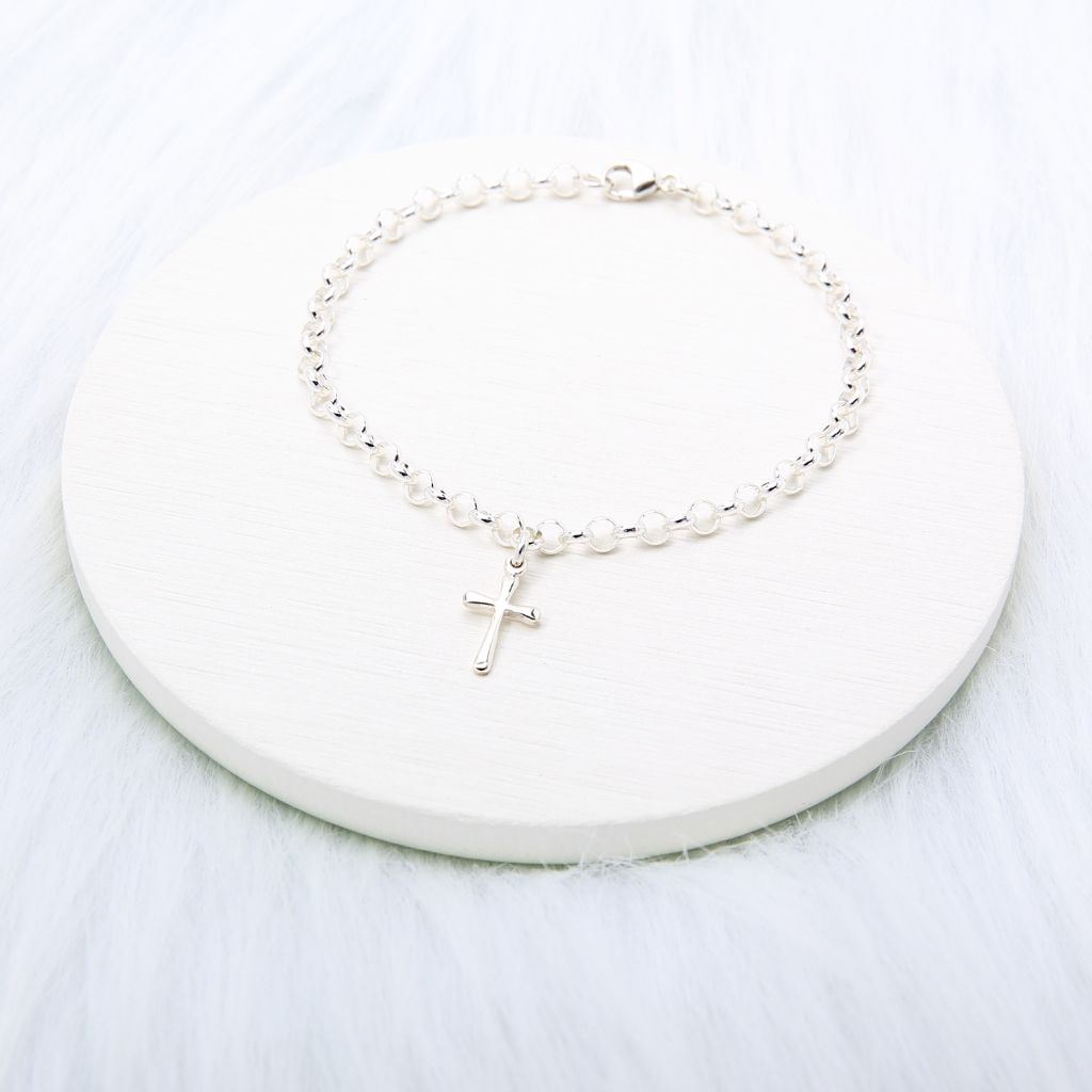 【Angel & Me】Blessed Cross s925 sterling silver bracelet Valentine's Day gift, , large