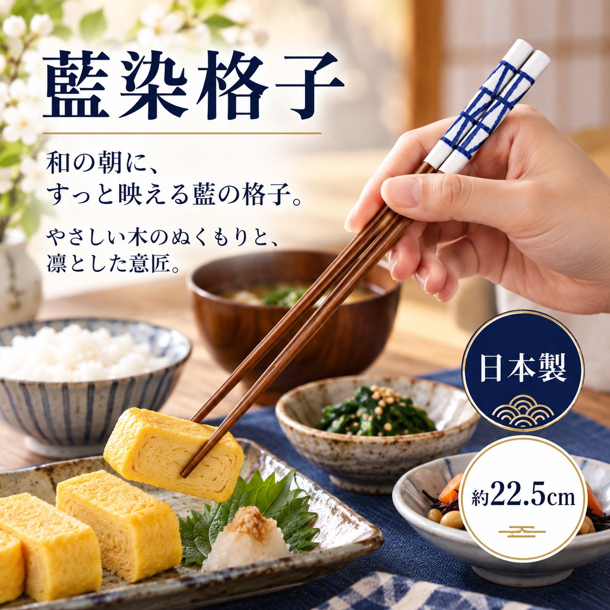 【HIYASU日安工坊】日本工藝箸-藍染格子, , large