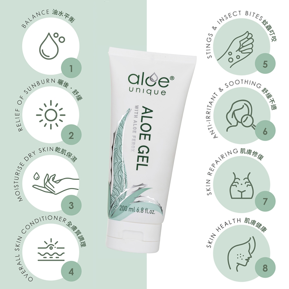 aloe unique 優尼客 開普蘆薈凝膠 200ml 曬後 舒緩 蘆薈膠 保濕 敷臉, , large